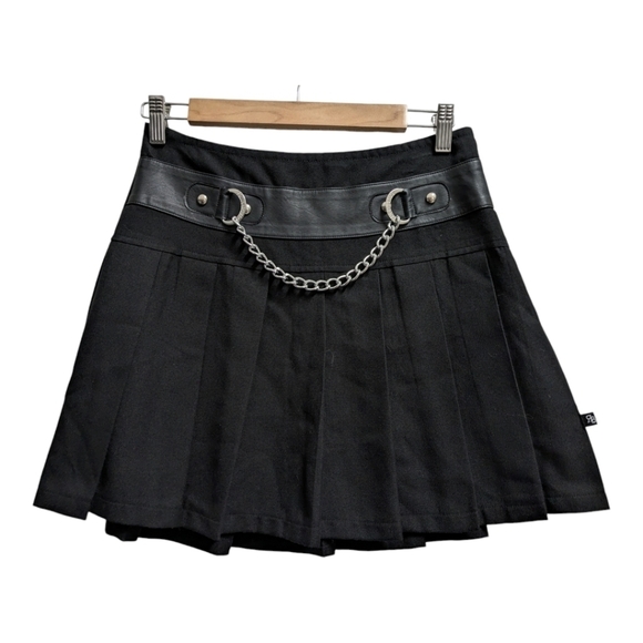 Royal bones pleated black mini skirt Gothic punk - Picture 2 of 6